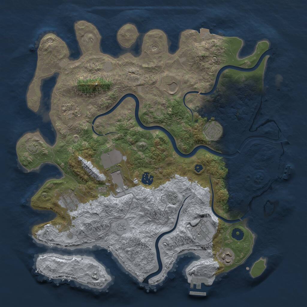Rust Map: Procedural Map, Size: 3800, Seed: 966306, 15 Monuments