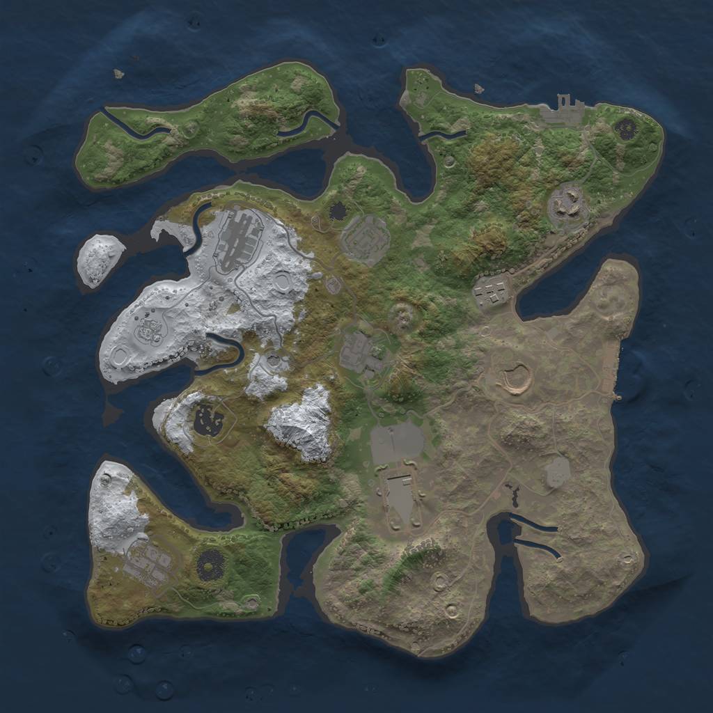 Rust Map: Procedural Map, Size: 3500, Seed: 4949850, 18 Monuments