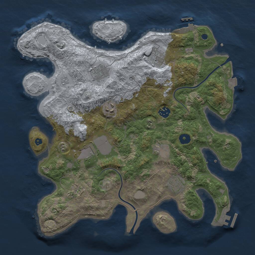 Rust Map: Procedural Map, Size: 3500, Seed: 1955630603, 14 Monuments