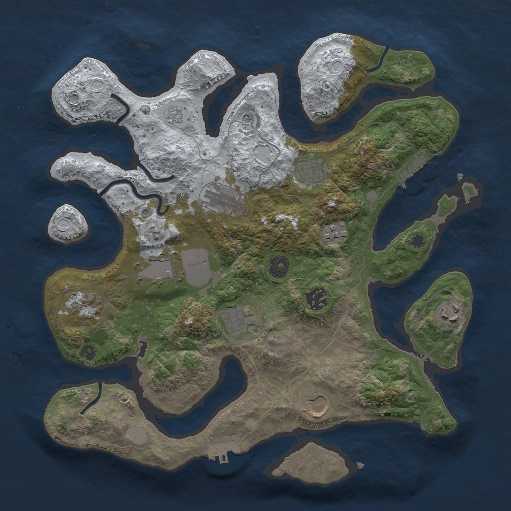Rust Map: Procedural Map, Size: 3500, Seed: 3592669, 18 Monuments