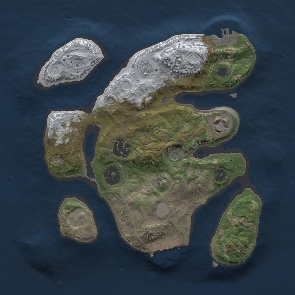 Rust Map: Procedural Map, Size: 2500, Seed: 634975612, 11 Monuments