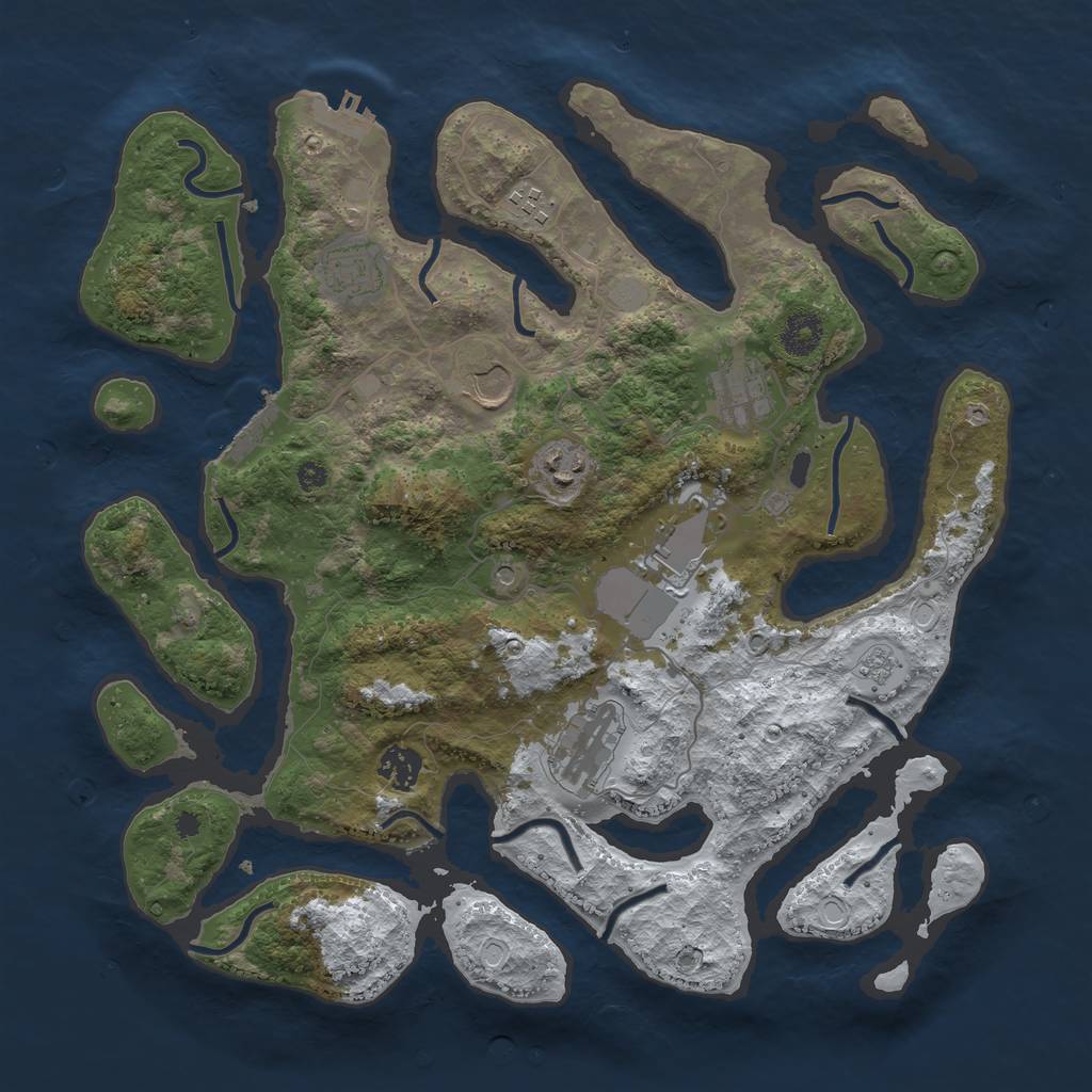 Rust Map: Procedural Map, Size: 3750, Seed: 1577498306, 17 Monuments