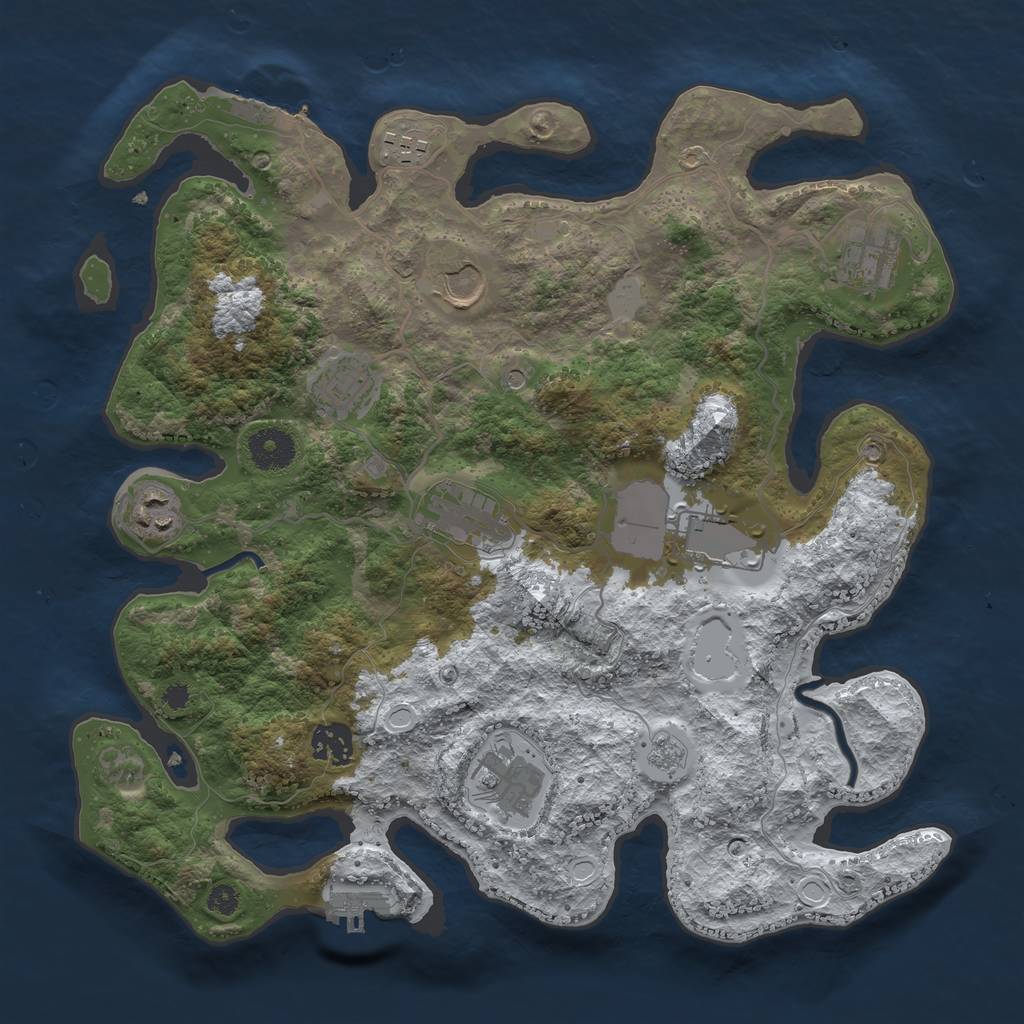 Rust Map: Procedural Map, Size: 3500, Seed: 242, 18 Monuments