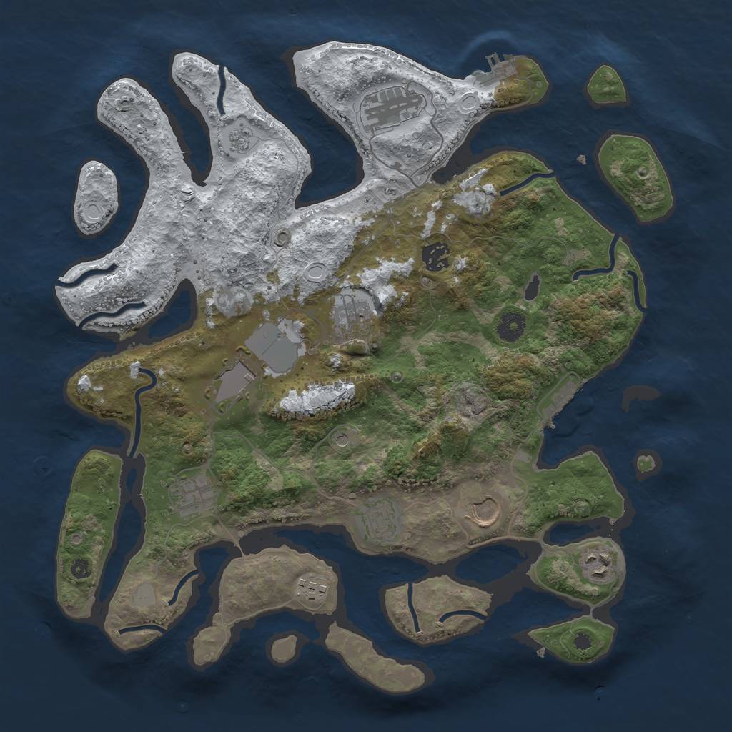 Rust Map: Procedural Map, Size: 3750, Seed: 7890654, 18 Monuments