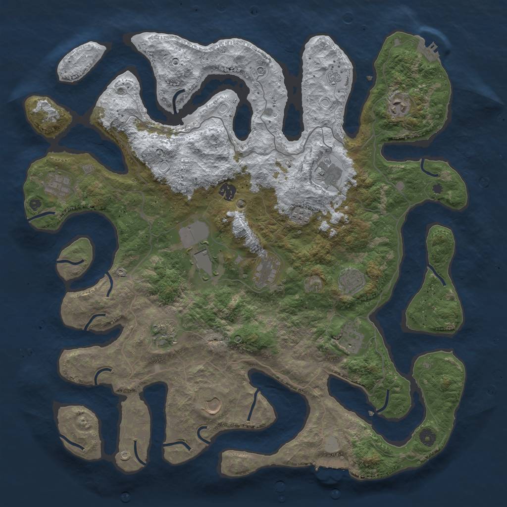 Rust Map: Procedural Map, Size: 4500, Seed: 98605, 20 Monuments