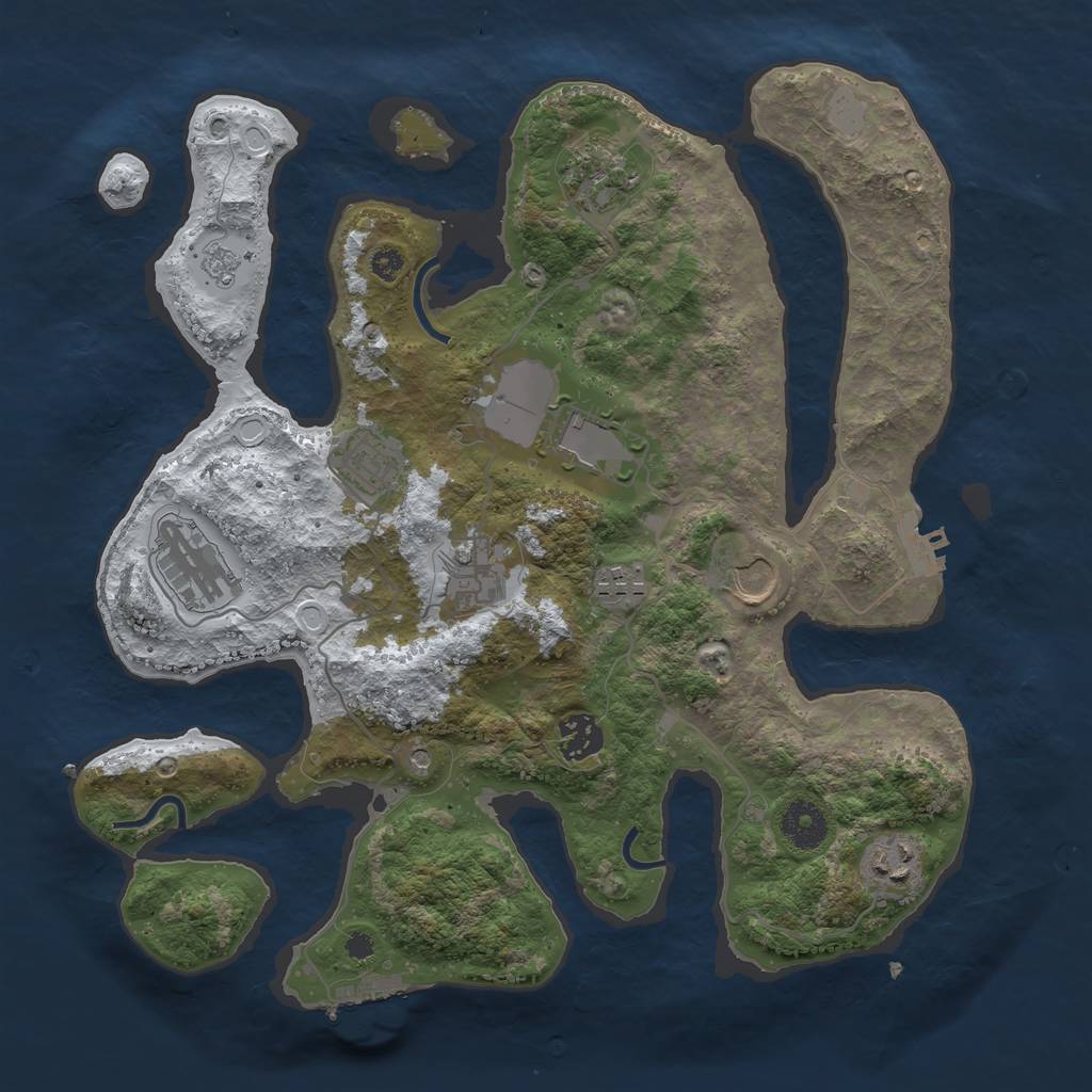 Rust Map: Procedural Map, Size: 3500, Seed: 4747716, 18 Monuments
