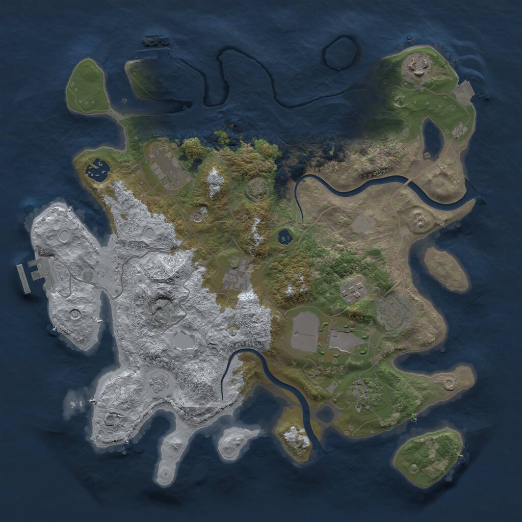 Rust Map: Procedural Map, Size: 3500, Seed: 3703153, 14 Monuments