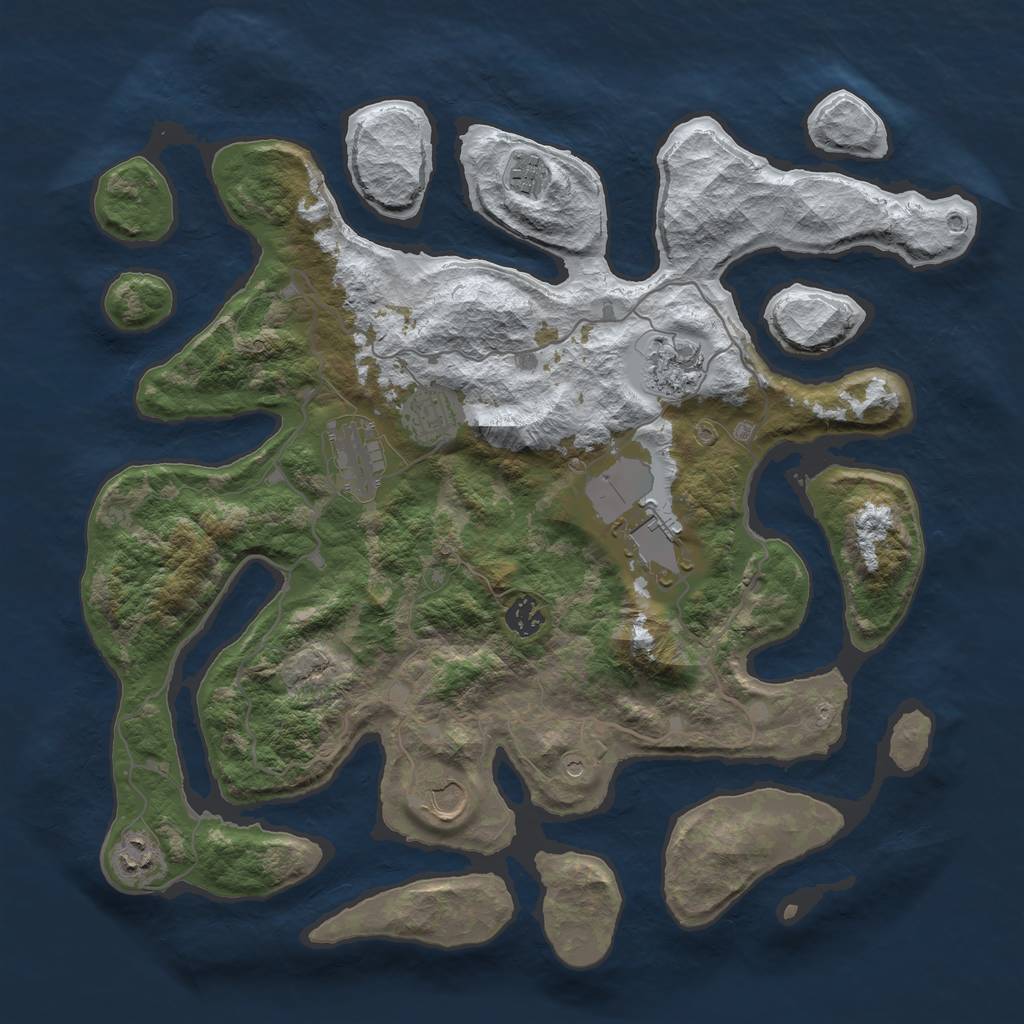 Rust Map: Barren, Size: 4000, Seed: 152, 11 Monuments