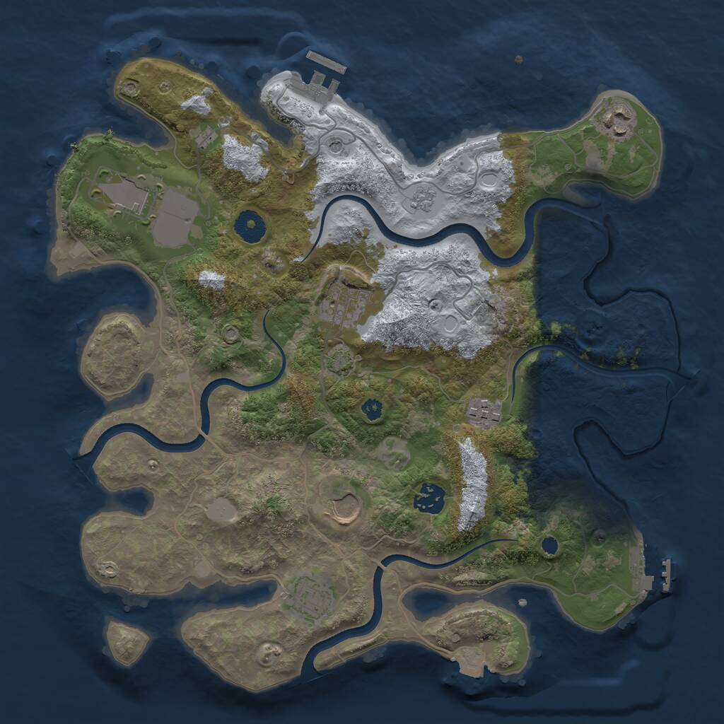 Rust Map: Procedural Map, Size: 3500, Seed: 668955, 13 Monuments