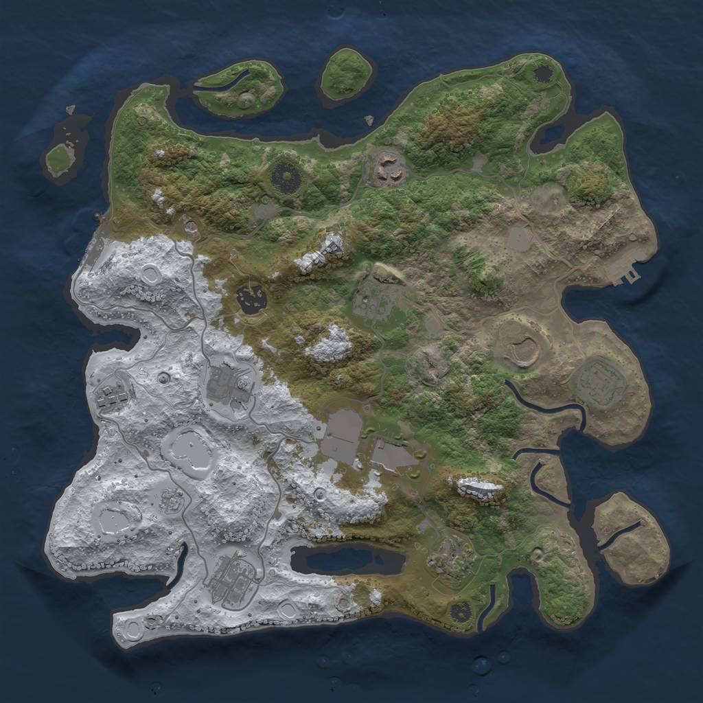 Rust Map: Procedural Map, Size: 3500, Seed: 1797221, 19 Monuments