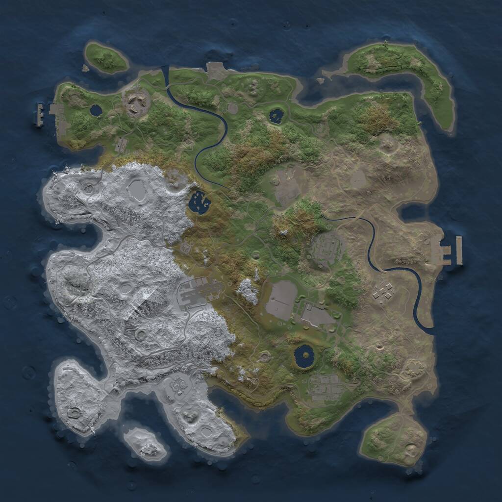Rust Map: Procedural Map, Size: 3500, Seed: 810320123, 14 Monuments