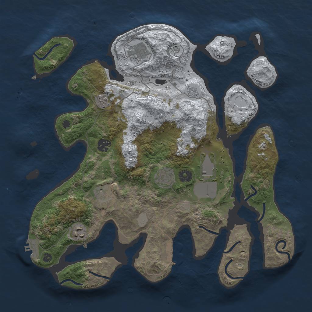 Rust Map: Procedural Map, Size: 3550, Seed: 731460, 16 Monuments