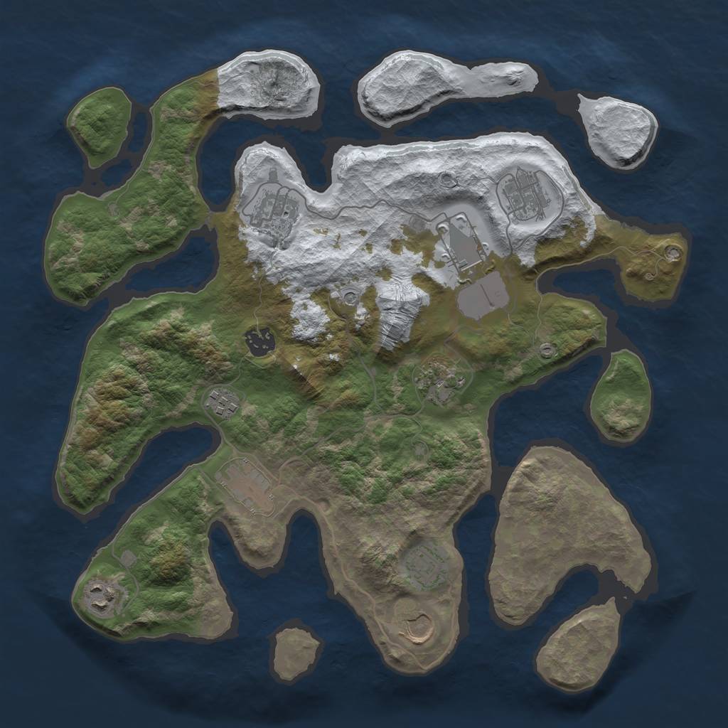 Rust Map: Barren, Size: 3700, Seed: 251067035, 13 Monuments