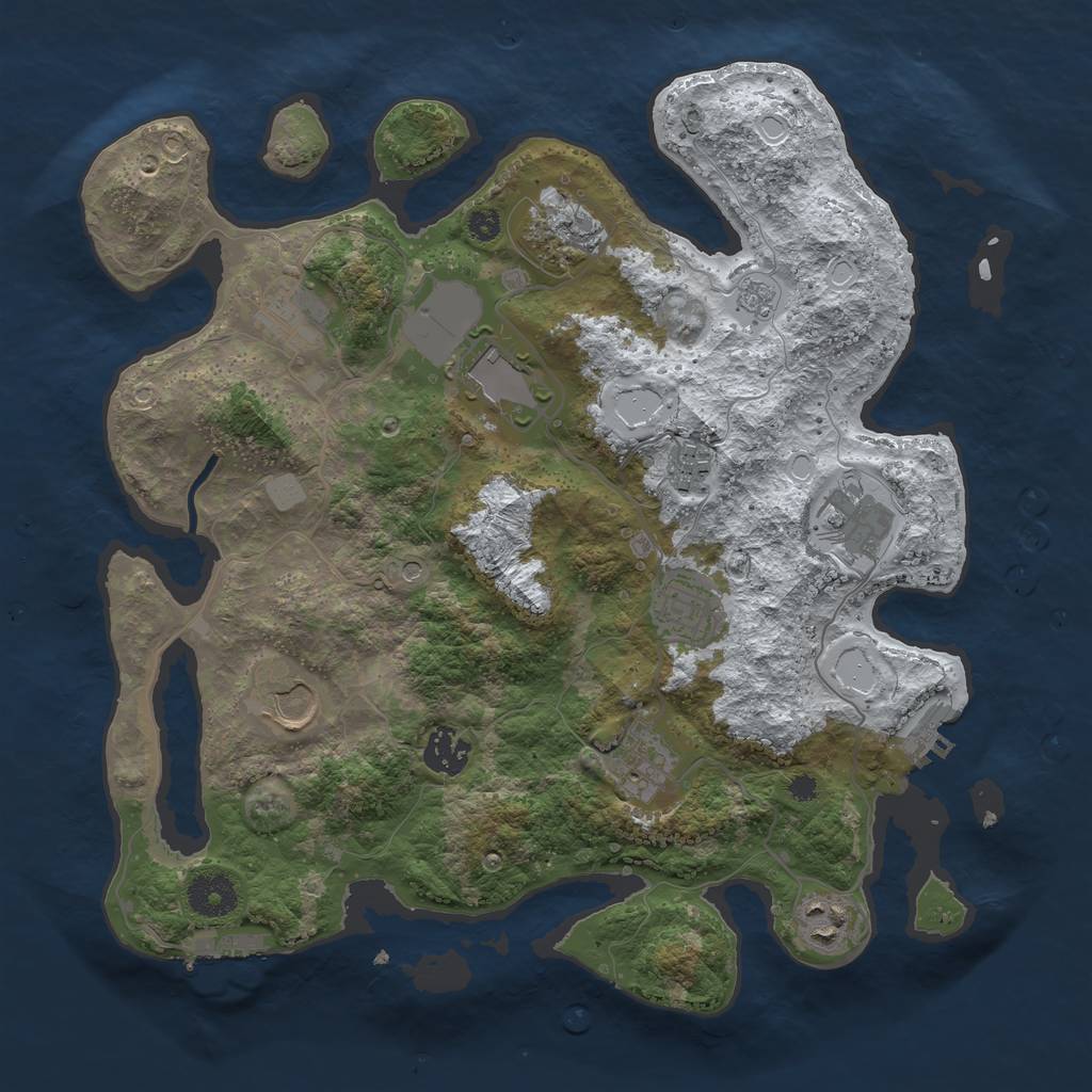 Rust Map: Procedural Map, Size: 3500, Seed: 89231688, 19 Monuments