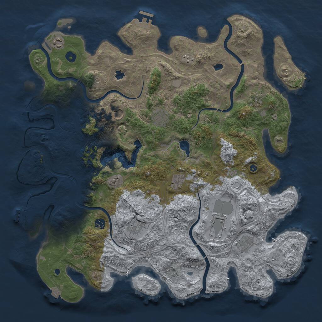 Rust Map: Procedural Map, Size: 4500, Seed: 13321, 16 Monuments