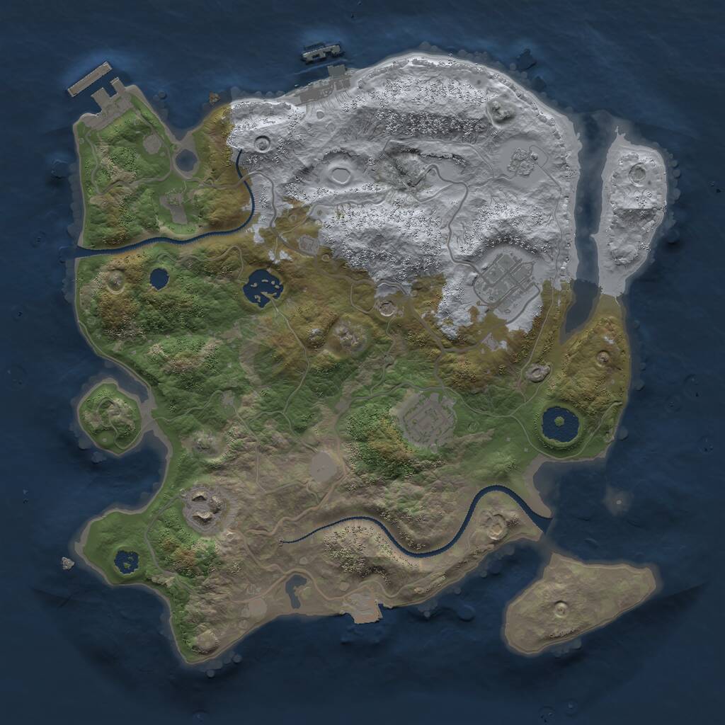 Rust Map: Procedural Map, Size: 3000, Seed: 87781090, 9 Monuments