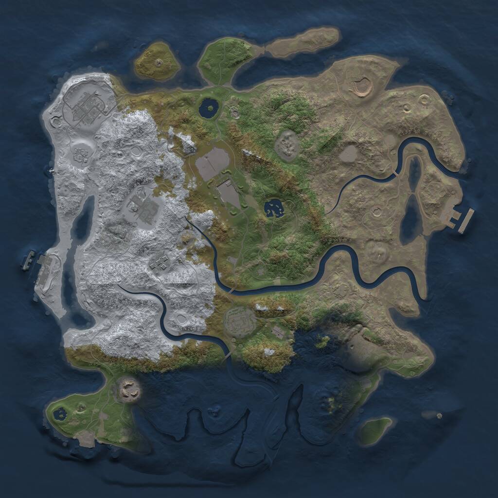 Rust Map: Procedural Map, Size: 3800, Seed: 2797197, 15 Monuments