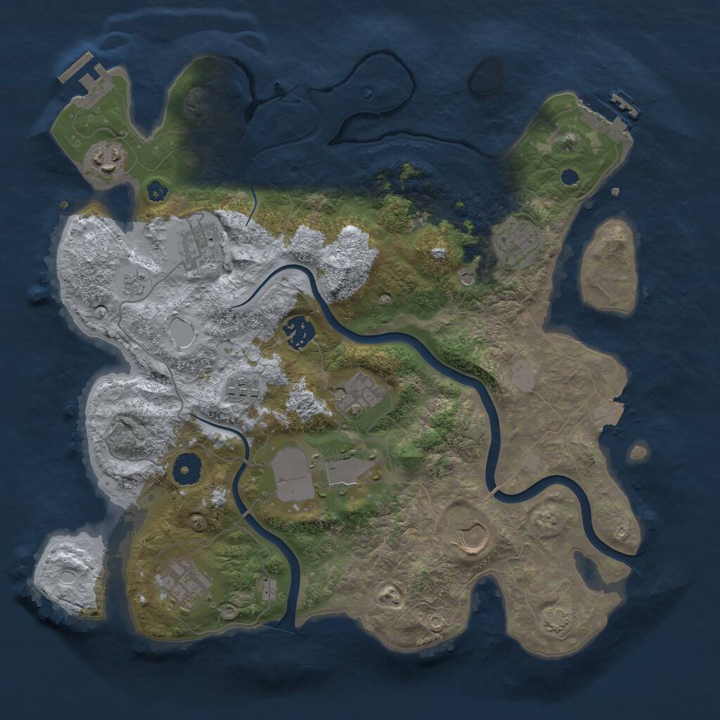 Rust Map: Procedural Map, Size: 3500, Seed: 4225922, 15 Monuments