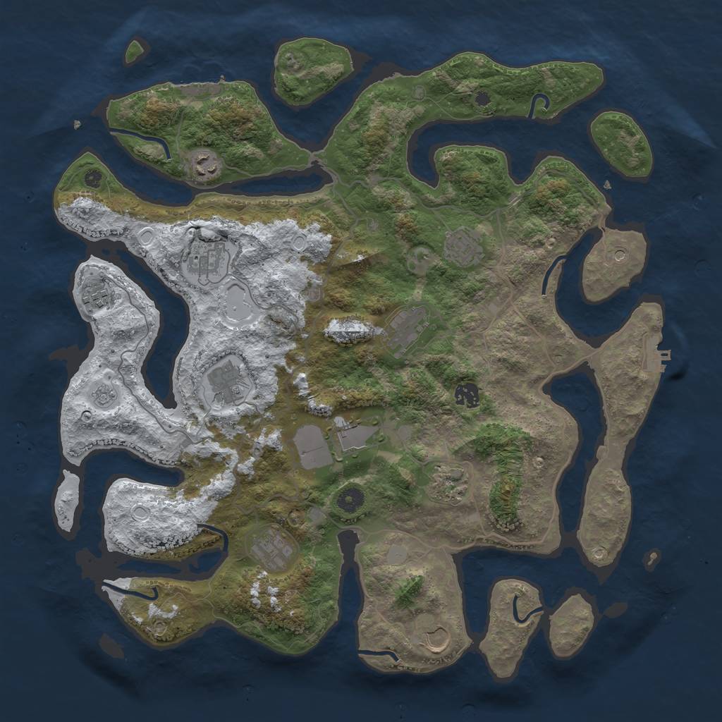 Rust Map: Procedural Map, Size: 4250, Seed: 1107760920, 20 Monuments