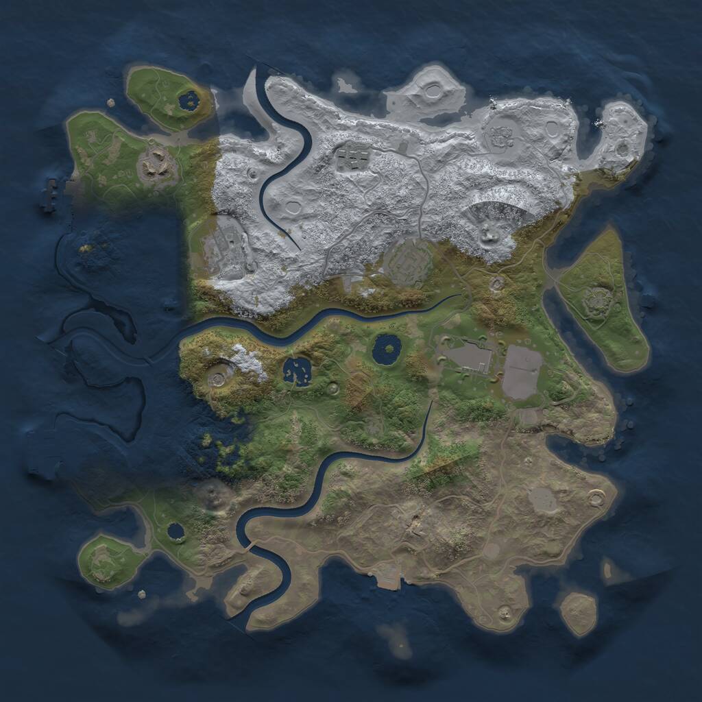 Rust Map: Procedural Map, Size: 3500, Seed: 3801082, 12 Monuments