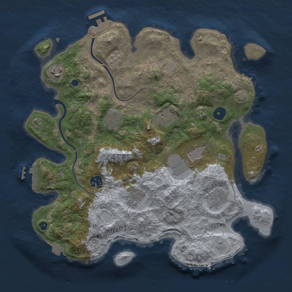 Rust Map: Procedural Map, Size: 3500, Seed: 4932138, 14 Monuments