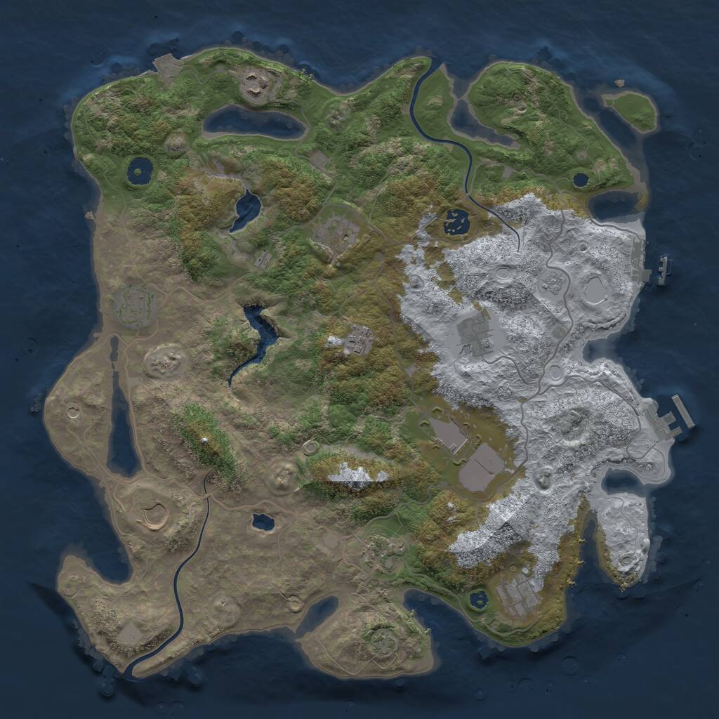Rust Map: Procedural Map, Size: 4000, Seed: 45939720, 16 Monuments