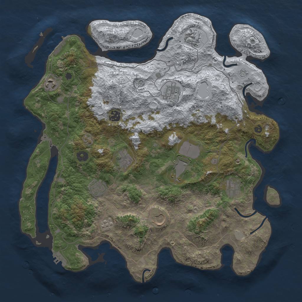 Rust Map: Procedural Map, Size: 4000, Seed: 600, 19 Monuments