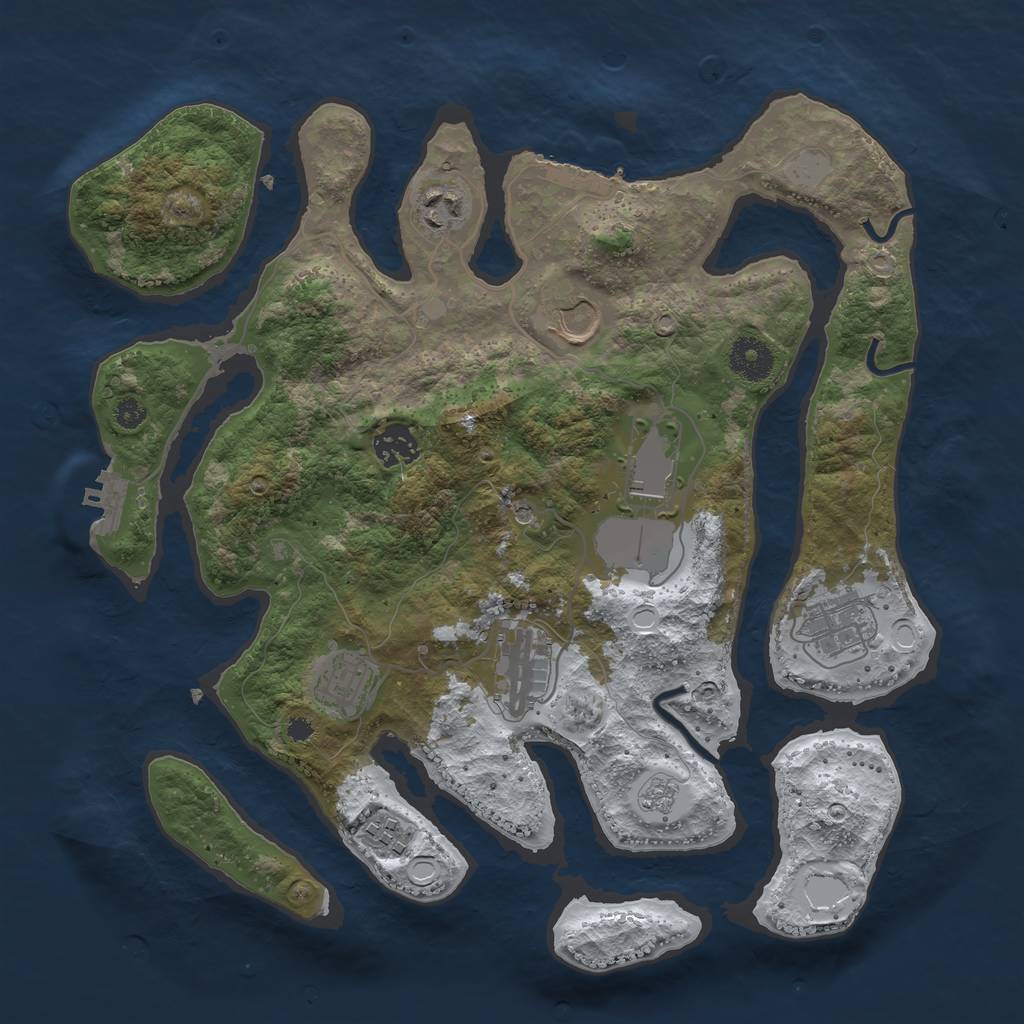 Rust Map: Procedural Map, Size: 3500, Seed: 4350067, 17 Monuments