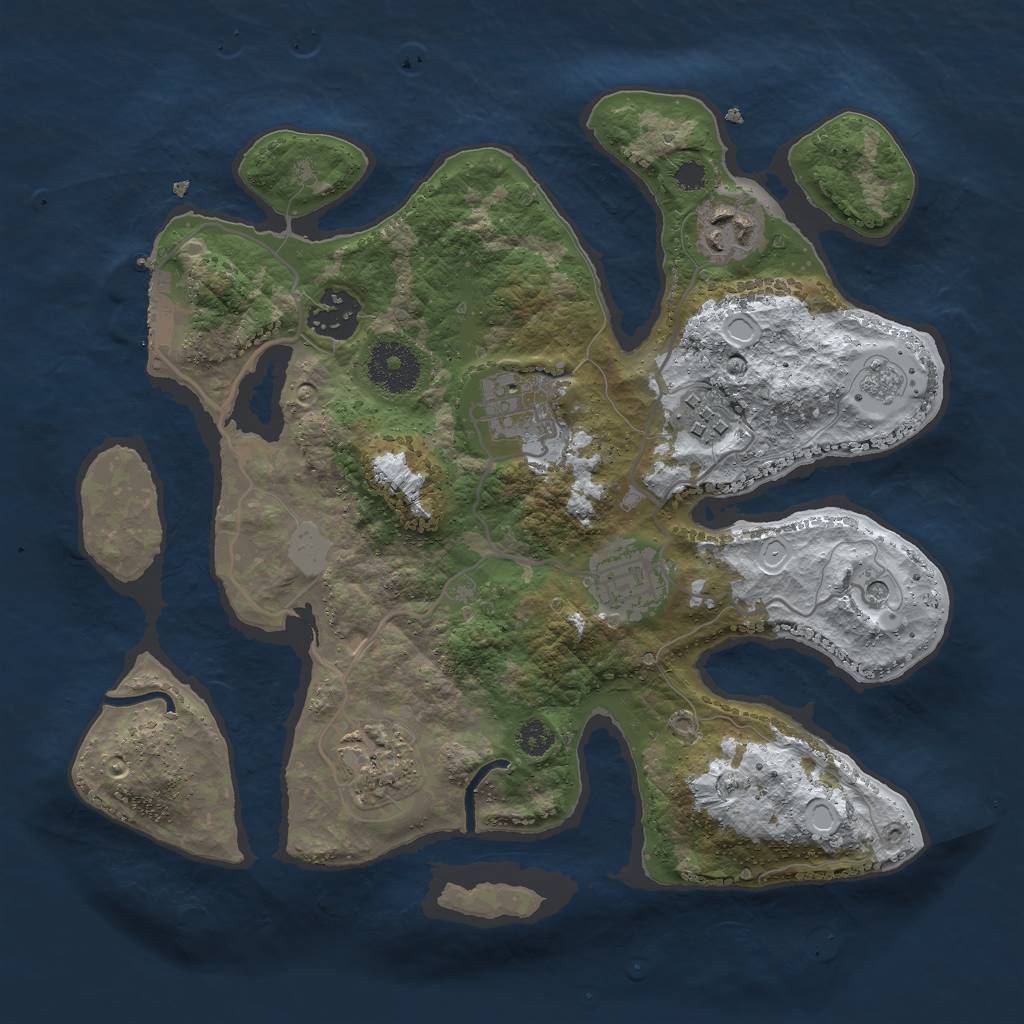 Rust Map: Procedural Map, Size: 3000, Seed: 570254015, 14 Monuments