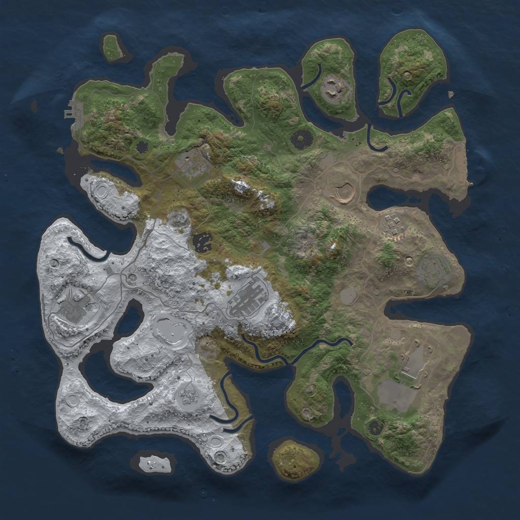 Rust Map: Procedural Map, Size: 3750, Seed: 2143085056, 18 Monuments