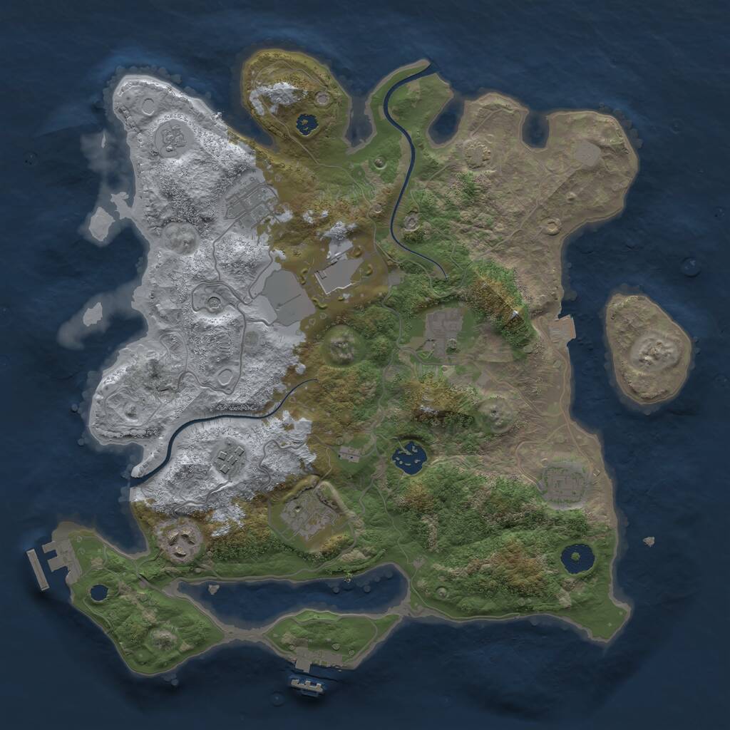 Rust Map: Procedural Map, Size: 3500, Seed: 3685316, 14 Monuments
