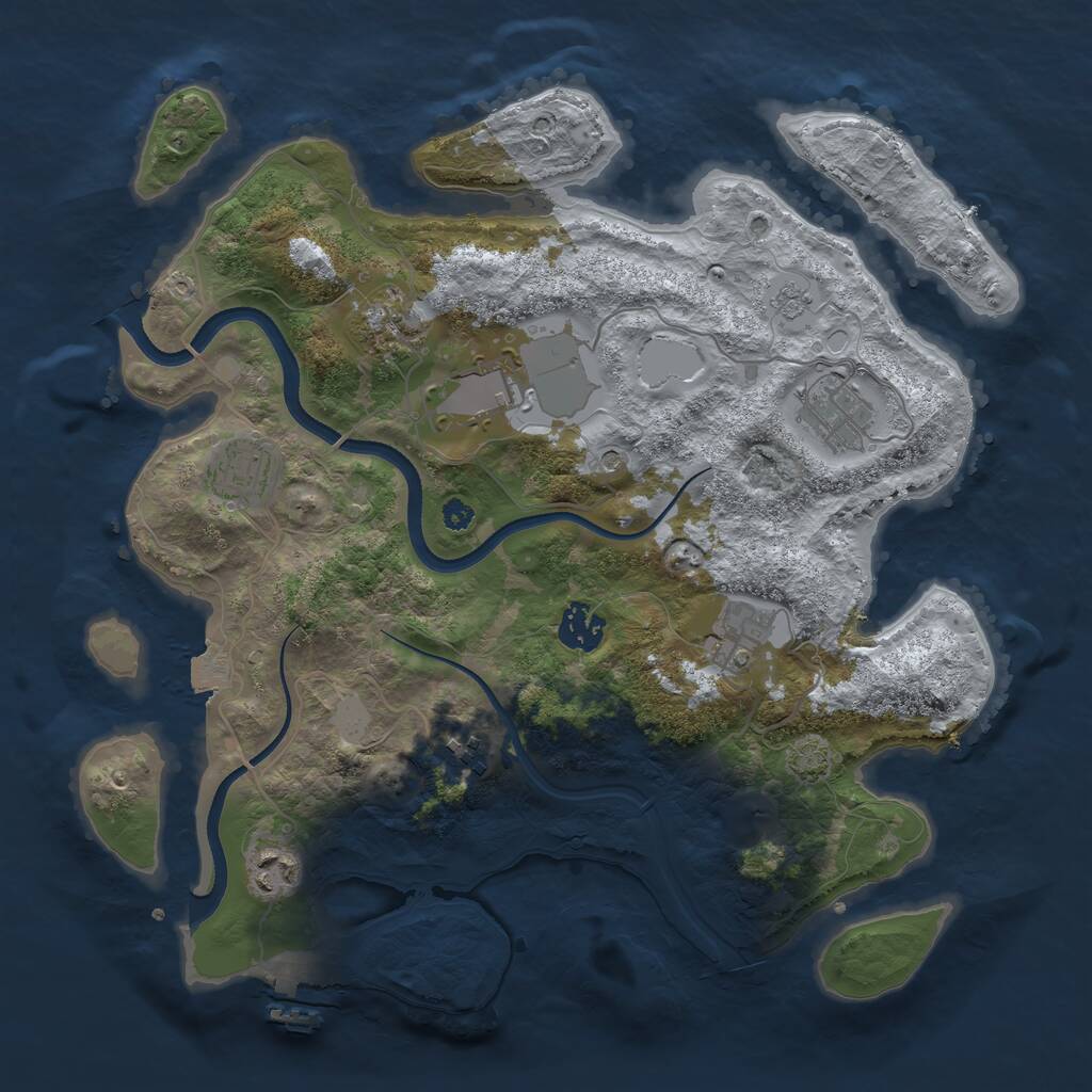 Rust Map: Procedural Map, Size: 3500, Seed: 4330716, 13 Monuments