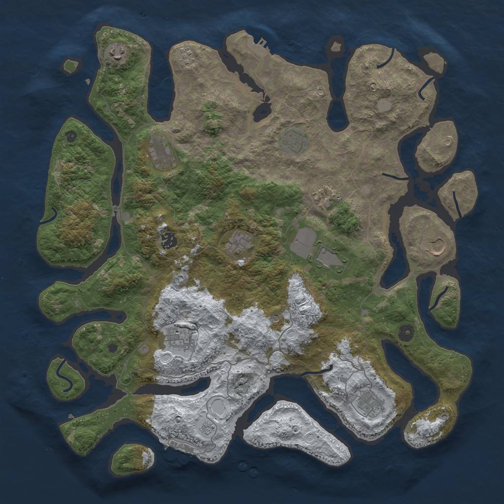Rust Map: Procedural Map, Size: 4500, Seed: 1508742494, 20 Monuments