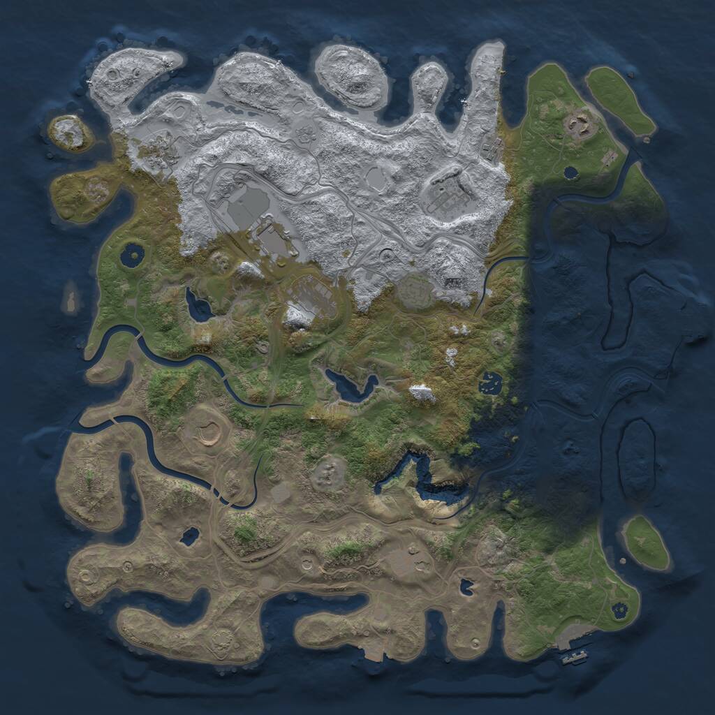Rust Map: Procedural Map, Size: 4500, Seed: 3093589, 16 Monuments