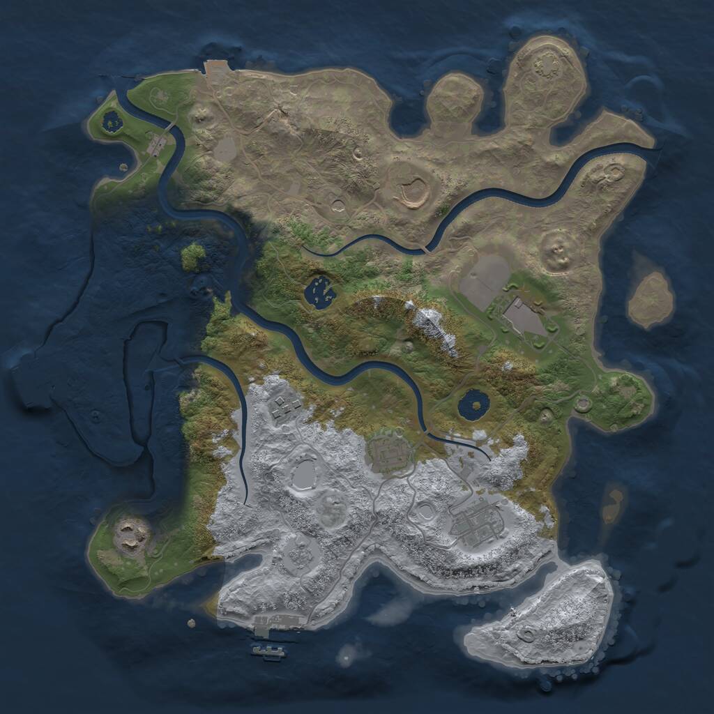 Rust Map: Procedural Map, Size: 3500, Seed: 78059, 13 Monuments