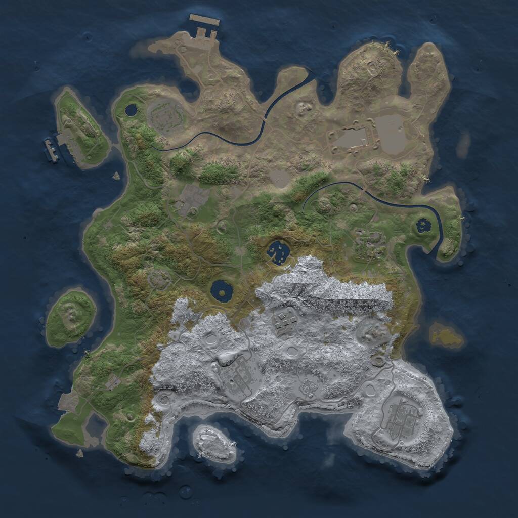 Rust Map: Procedural Map, Size: 3500, Seed: 5108389, 14 Monuments