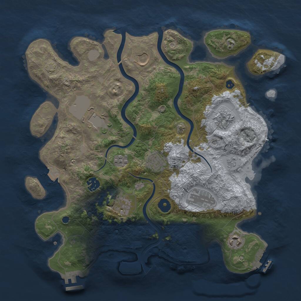 Rust Map: Procedural Map, Size: 3500, Seed: 1958972199, 15 Monuments