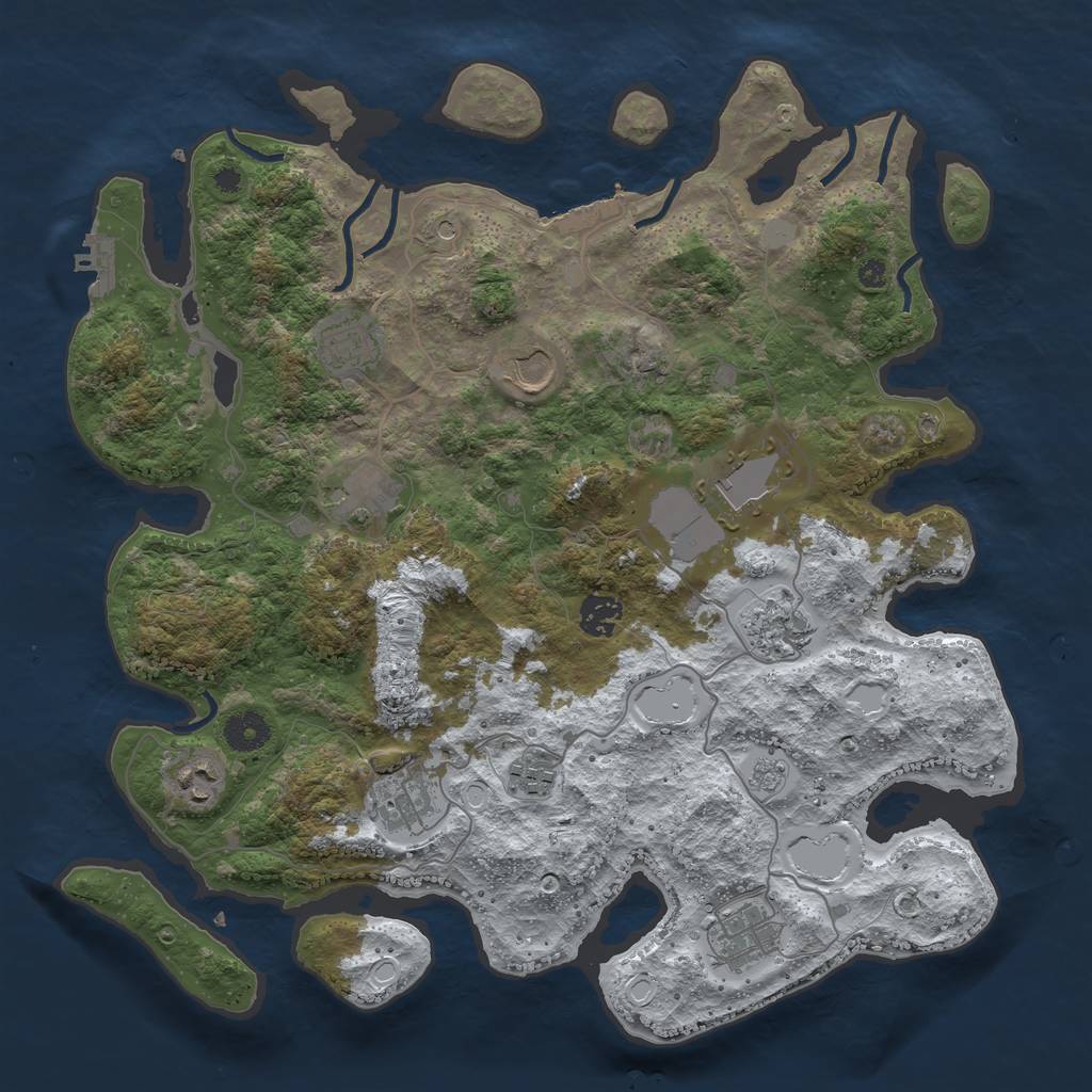 Rust Map: Procedural Map, Size: 3800, Seed: 5579060, 19 Monuments