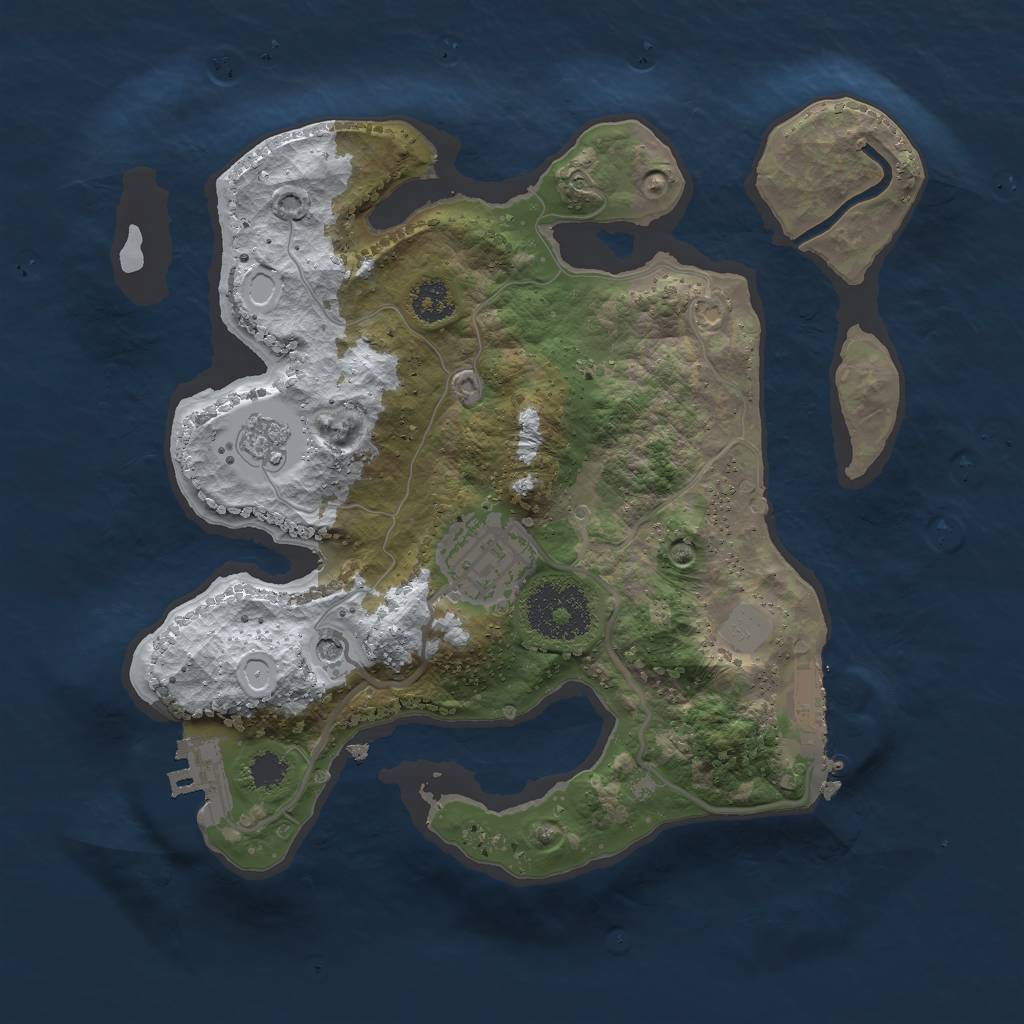 Rust Map: Procedural Map, Size: 2500, Seed: 51515, 10 Monuments