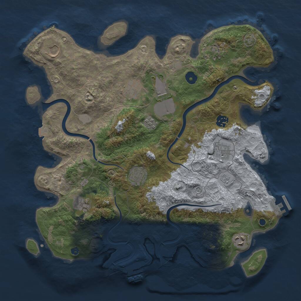 Rust Map: Procedural Map, Size: 3800, Seed: 618952, 16 Monuments