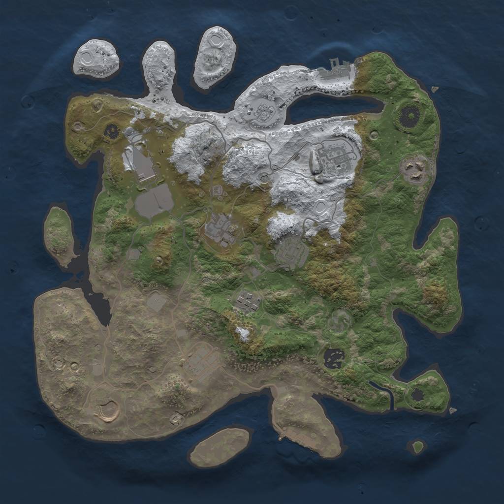 Rust Map: Procedural Map, Size: 3500, Seed: 1739321, 18 Monuments