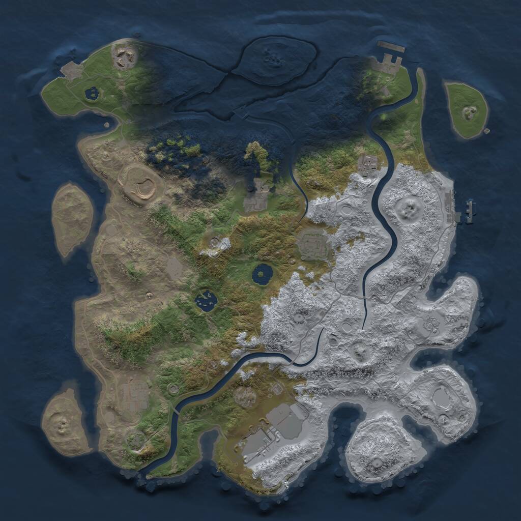 Rust Map: Procedural Map, Size: 3800, Seed: 509, 14 Monuments
