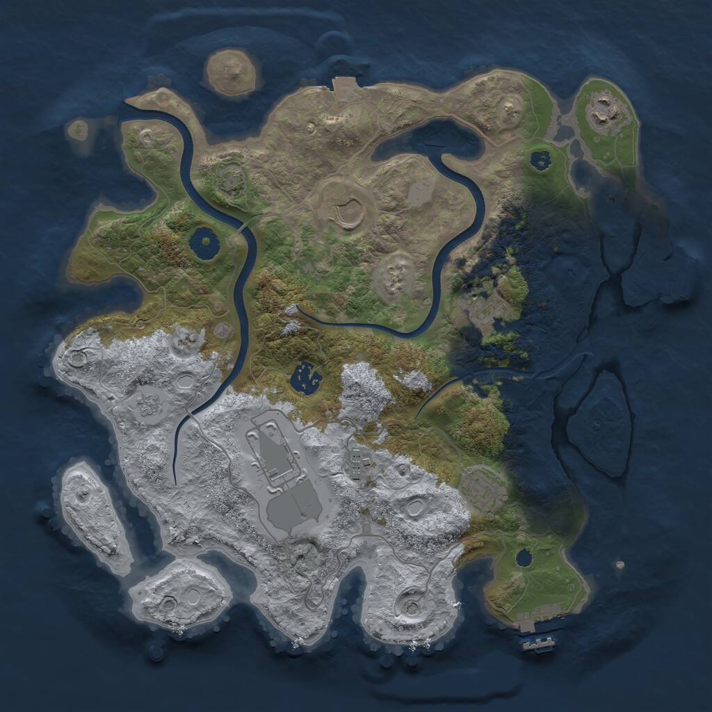 Rust Map: Procedural Map, Size: 3500, Seed: 4092356, 13 Monuments