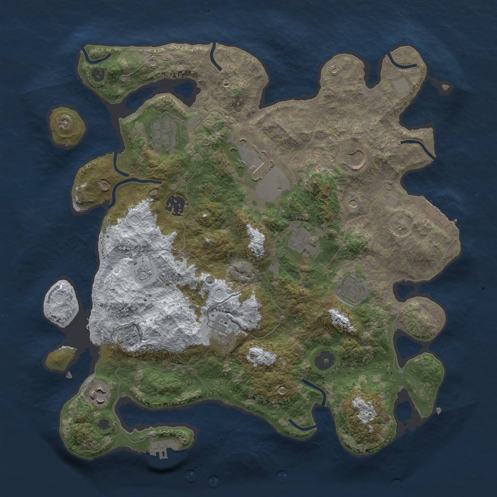 Rust Map: Procedural Map, Size: 3800, Seed: 3447421, 18 Monuments