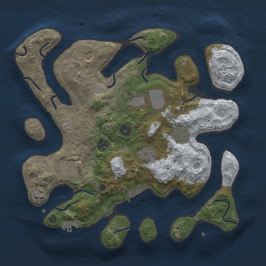 Rust Map: Procedural Map, Size: 3500, Seed: 1430081162, 17 Monuments