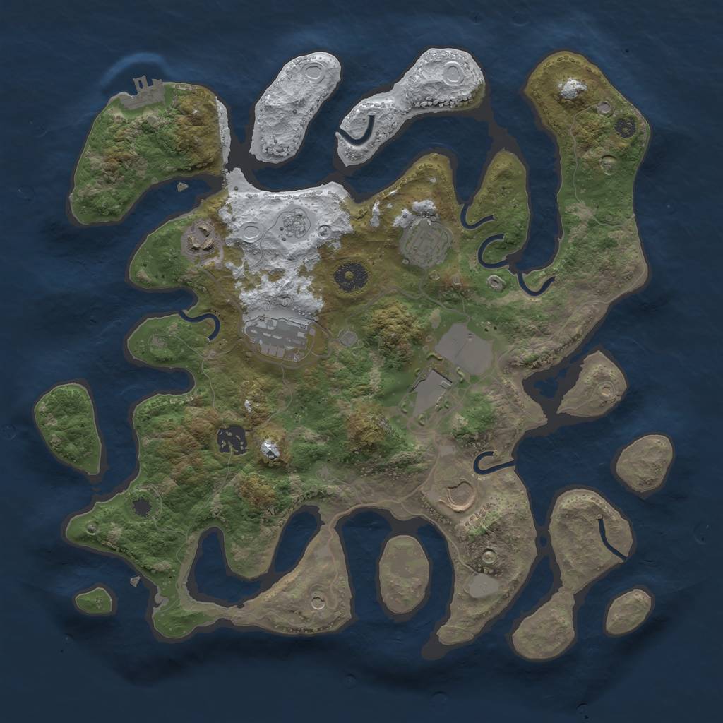 Rust Map: Procedural Map, Size: 3500, Seed: 552690, 14 Monuments