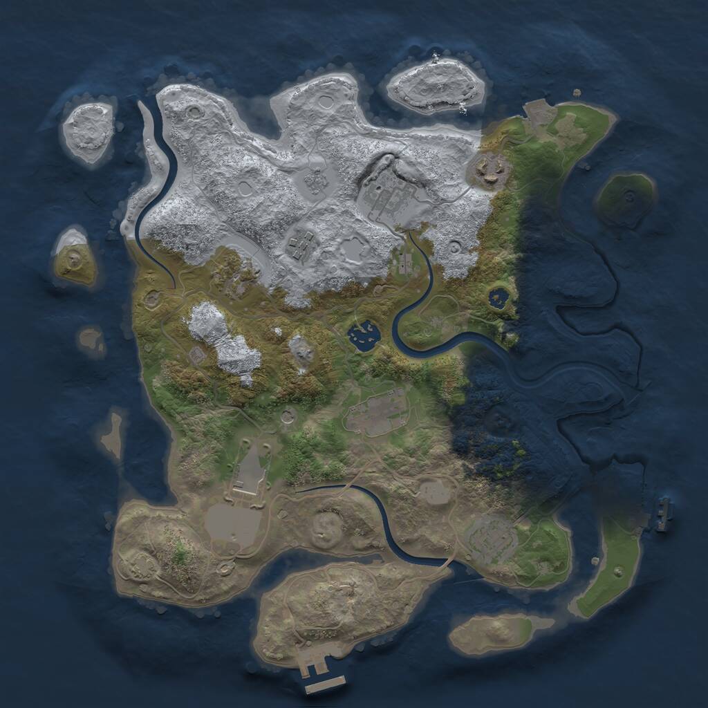 Rust Map: Procedural Map, Size: 3500, Seed: 3155459, 14 Monuments