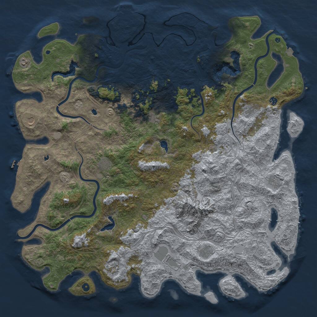 Rust Map: Procedural Map, Size: 6000, Seed: 64322, 17 Monuments