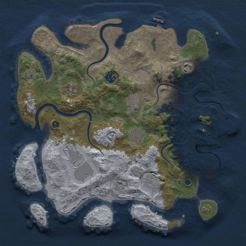 Rust Map: Procedural Map, Size: 3500, Seed: 5516003, 14 Monuments