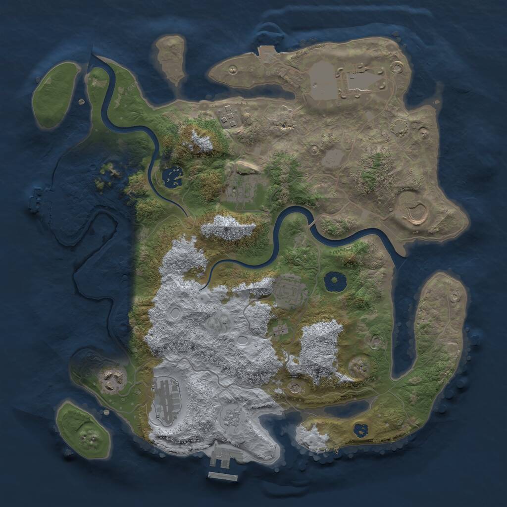 Rust Map: Procedural Map, Size: 3500, Seed: 37346787, 14 Monuments